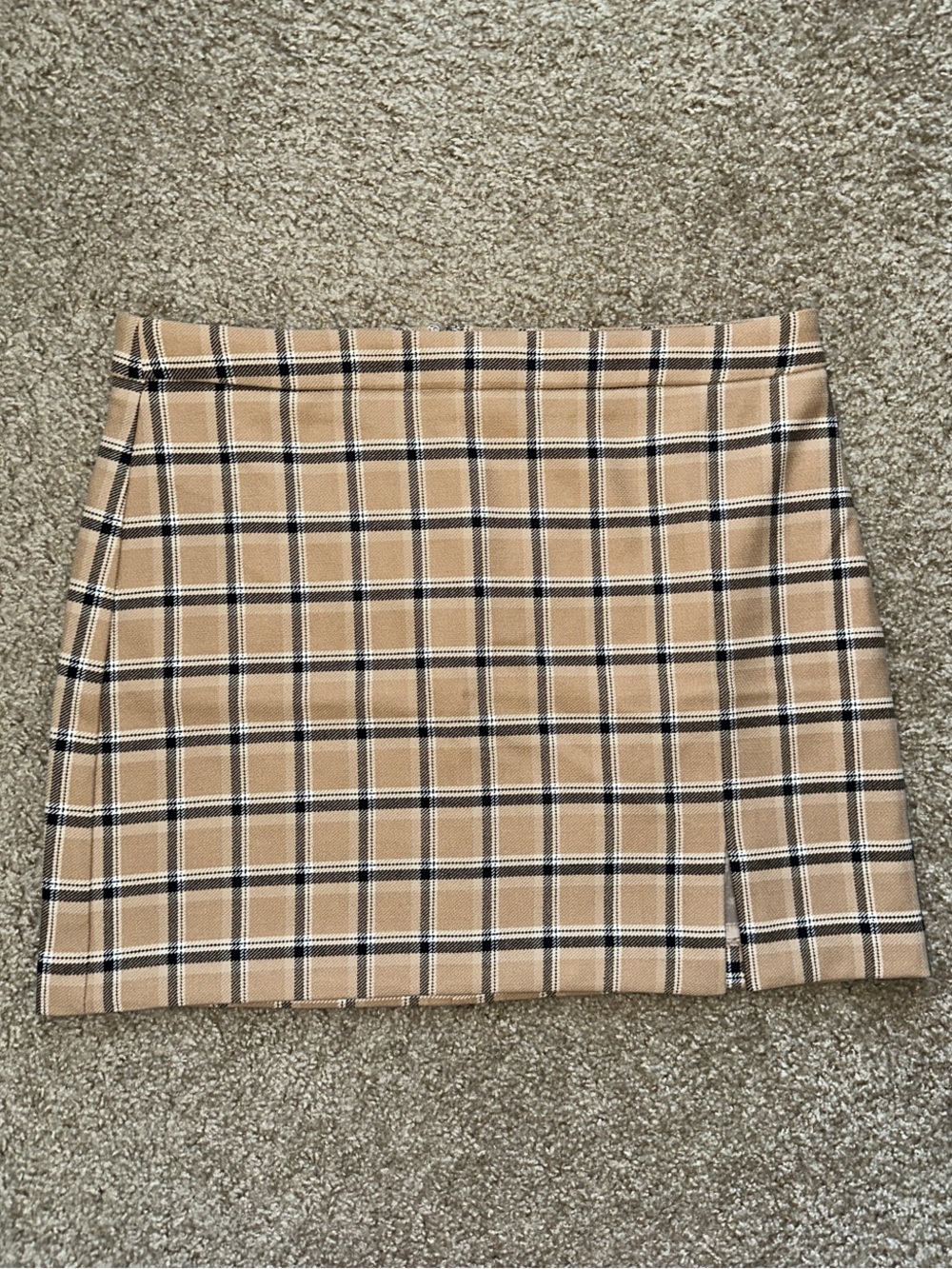 Aritzia Wilfred Plaid Mini Skirt in Beige Check